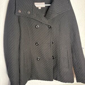 Valerie Stevens Black Textured Peacoat Jacket